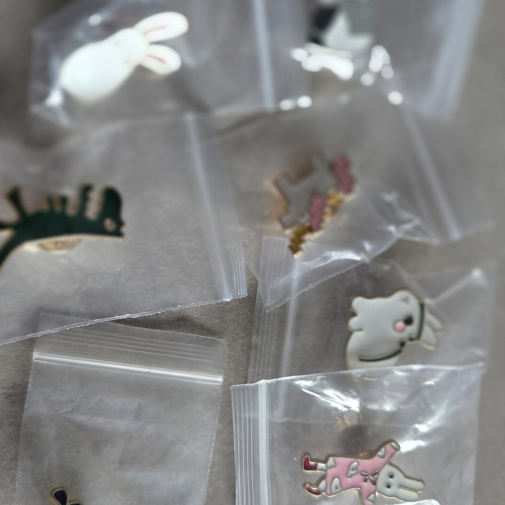 Assorted Cute Animal Enamel Pins - Pastel Pink & White